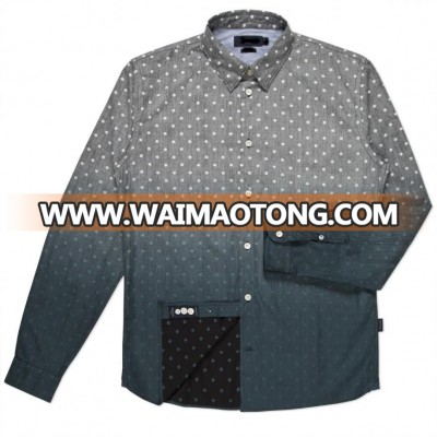 Men's Slim-Fit Green Dip-Dyed Polka Dot Shirt